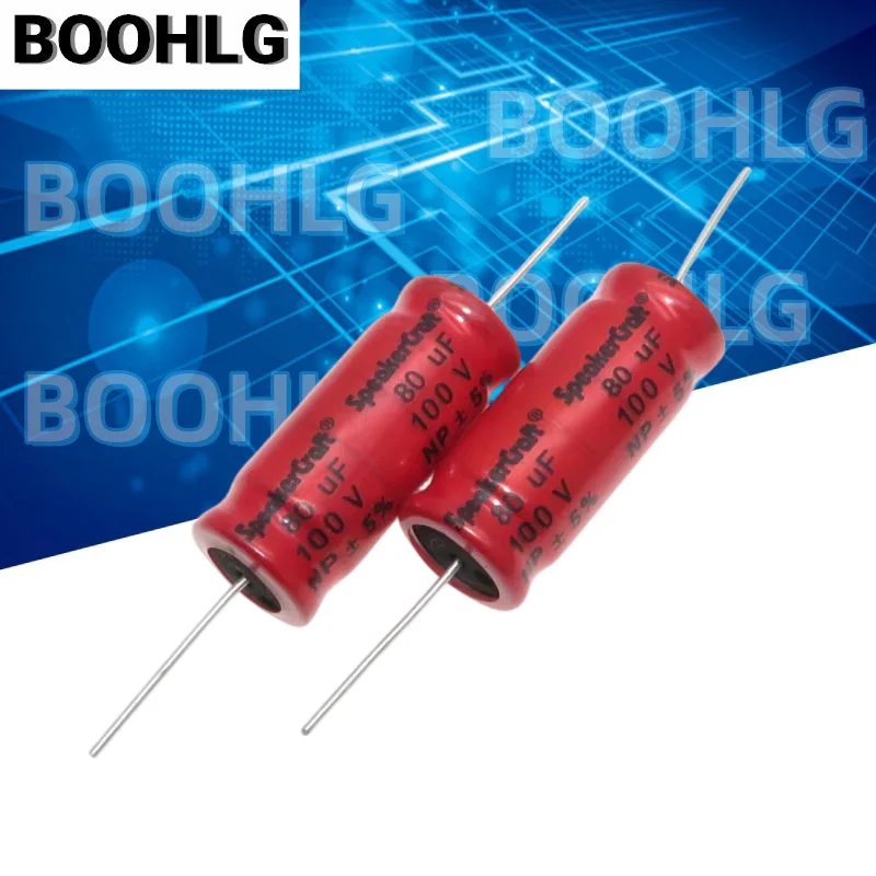 5PCS Hongpao Fever Audio Frequency Division Axial Non-Polar Electrolytic Capacitor 100V 80UF 13X31mm