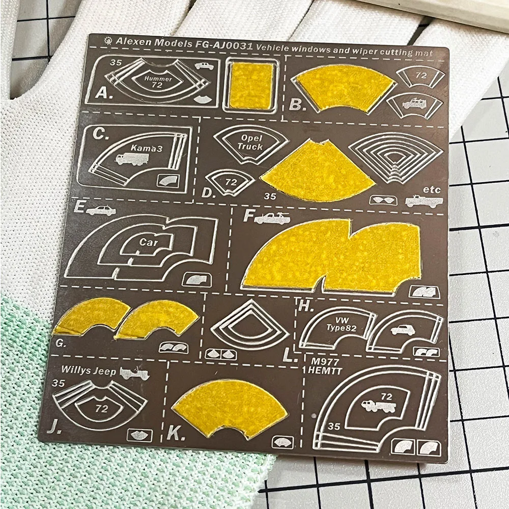 Alexen Tools 1/35 1/72 Model Car Window Wiper Cover Masking paper cutting template Slush Splash Effect Maker Tools