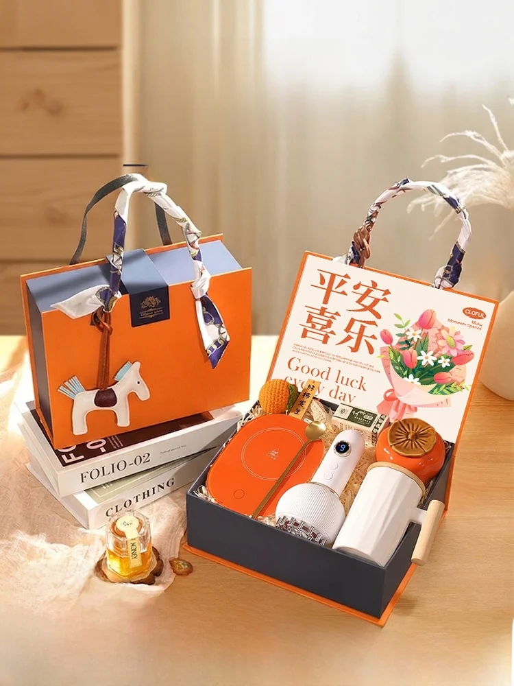 クリエイティブなオレンジ色のギフトボックス-卒業-誕生日-結婚式-実用的-女性教師-母親-親友-花嫁-手作りの記念品ギフト