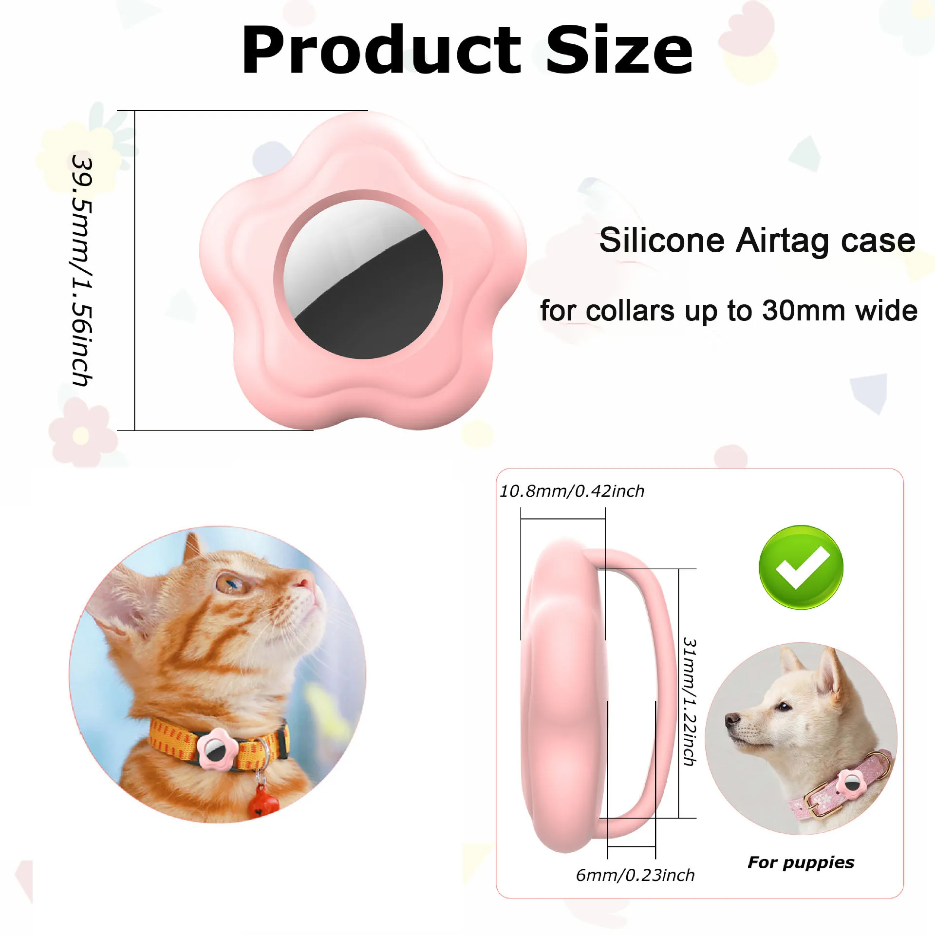 Eayburst AirTag Case Cover for Cats Dogs Pet Collars Anti-Lost Air Tag Tracker Accessories Compatible with Apple AirTags Holder