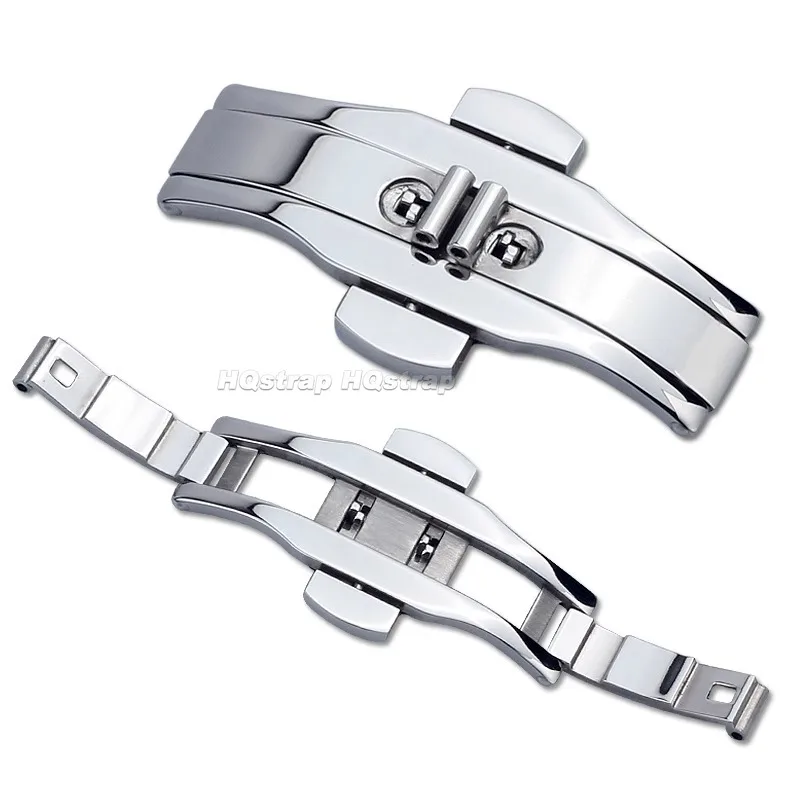 Zubehör für Uhren-Schmetterlingsschnallen, universeller Stahlarmbandverschluss, 6 mm x 19/21/23/25 mm, leerer Boden, Doppeldruck-Faltschnallen