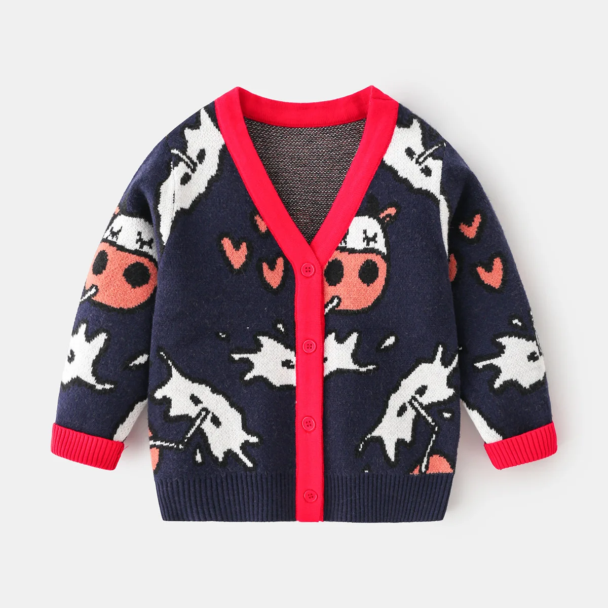 New 2023 Kids Boys Autumn Winter Cardigans Sweater Fashion Cartoon V-neck Knitted Jumper Sweaters Tops Children Cardigans