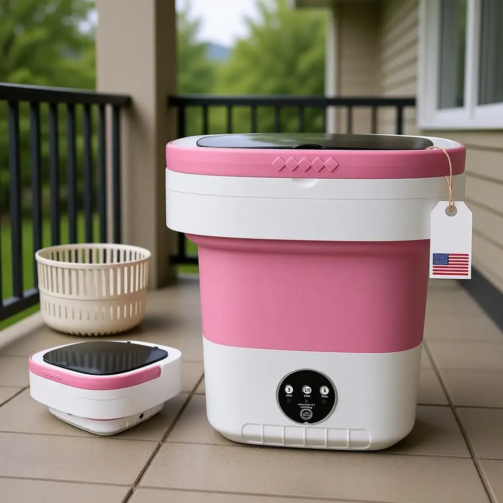 

Портативная стиральная машина, 17 л / 4 галлона, складная, мини, простая в использовании, тихая, удобная, отлично подходит для общежитий, небольших квартир, путешествий