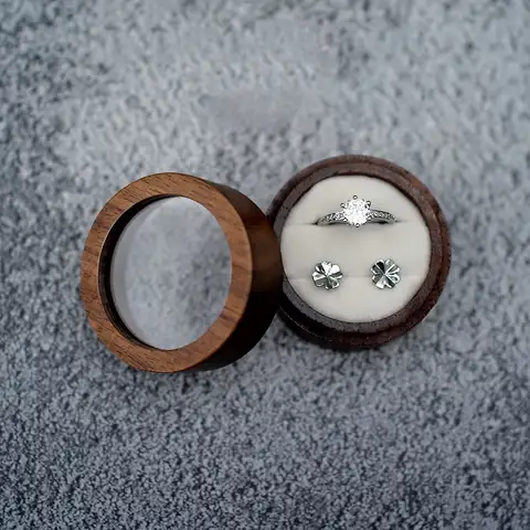 Wooden Rustic Proposal Jewelry Box Wedding Earrings Organizer Gift Ring Box Presentation Box Storage Box Ring Bearer Box
