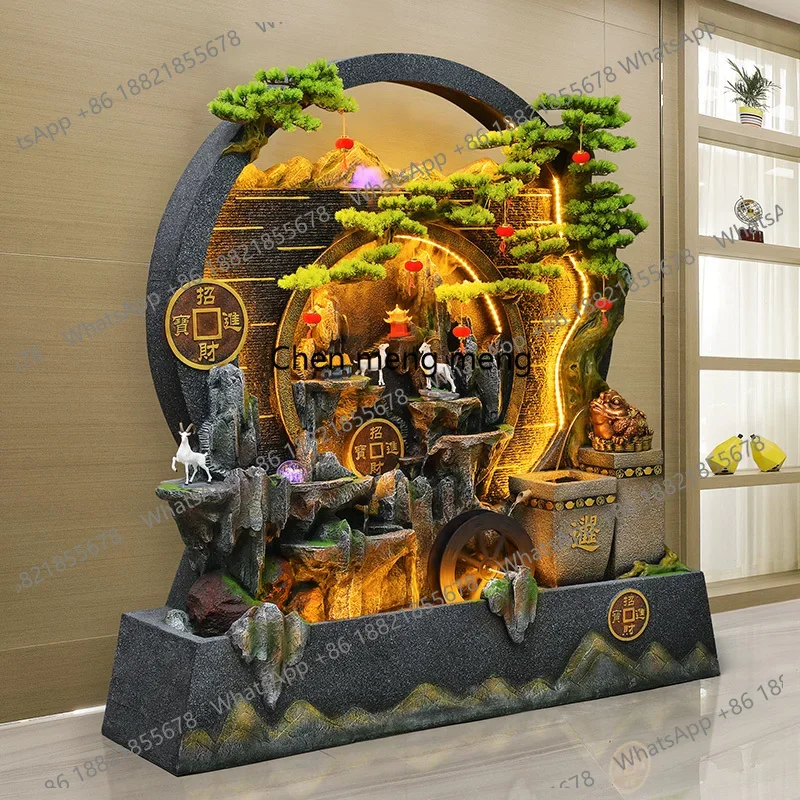 New Chinese-style alpine fountain floor-to-ceiling decorative water landscape water curtain wall screen ornament