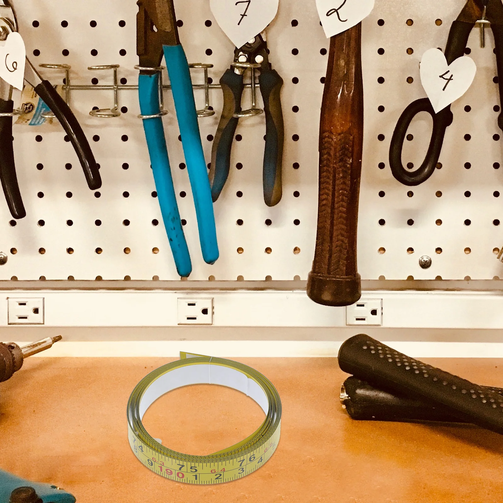 شريط مسطرة ذاتي اللصق دقيق أصفر مزدوج النطاق متري أشرطة قياس إمبراطورية لطاولة صياغة النجارة