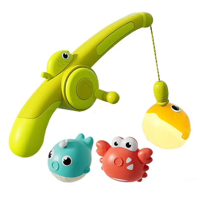 

Magnet Baby Bath Fishing Toys Wind-up Swimming Whales Bathtub Toy Fishing Game Water Tub Toys Set With Fishing Pole For Kids