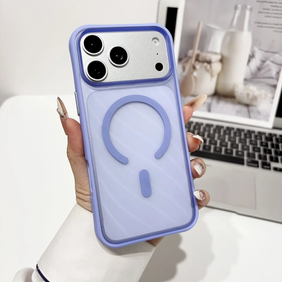 Funda de lujo esmerilada magnética para iPhone 13 14 15 16 17 18 Pro Max para Magsafe, cubierta ultrafina con sensación de piel 3