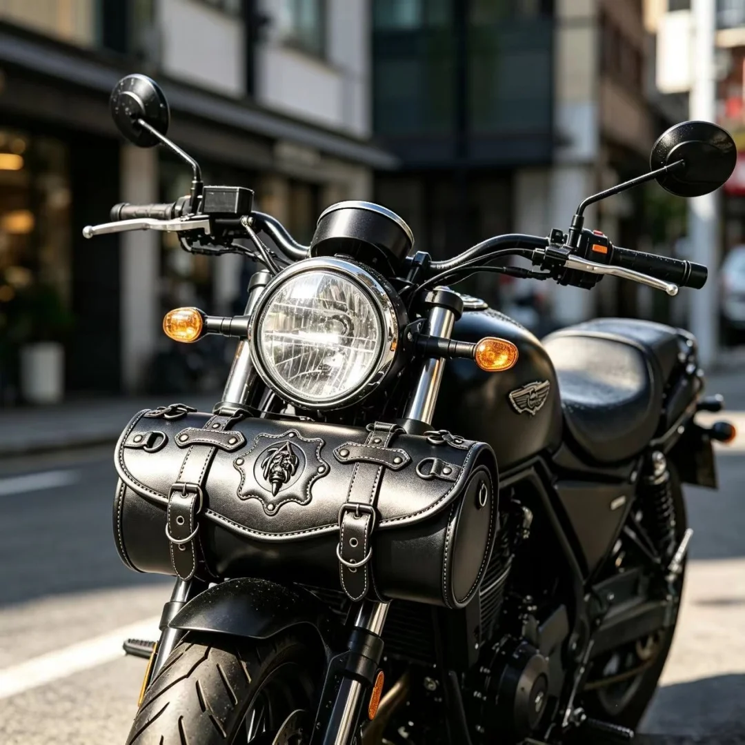 Universal Motorcycle Retro Front Fork Handlebar Bag for Harley Chopper Bobber Cruiser Retro Honda Kawasaki Waterproof Saddle Bag