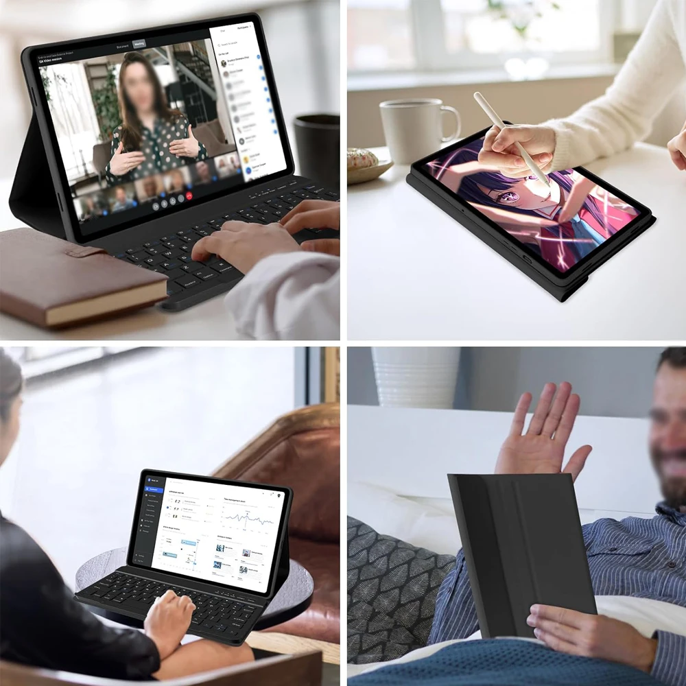 삼성 갤럭시 탭 A9 플러스 11인치용 케이스(모델:SM-X210/X216/X218),펜 슬롯이 있는 삼성 탭 A9+용 분리형 키보드 커버