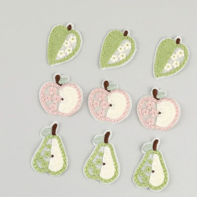 10 Stück Apfel-Frucht-Spitzenstickerei-Applikationen für DIY-Kleidung, Haarspangen, Taschen, Schuhe, Blumendekorationen, Aufnäher – Detail 3