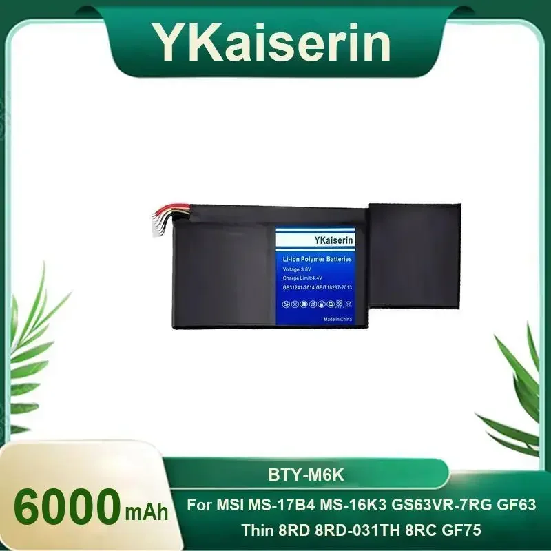 

6000mAh YKaiserin Battery BTY-M6K for MSI MS-17B4 MS-16K3 GS63VR-7RG GF63 Thin 8RD 8RD-031TH 8RC GF75 3RD 9SC Laptop Batteries