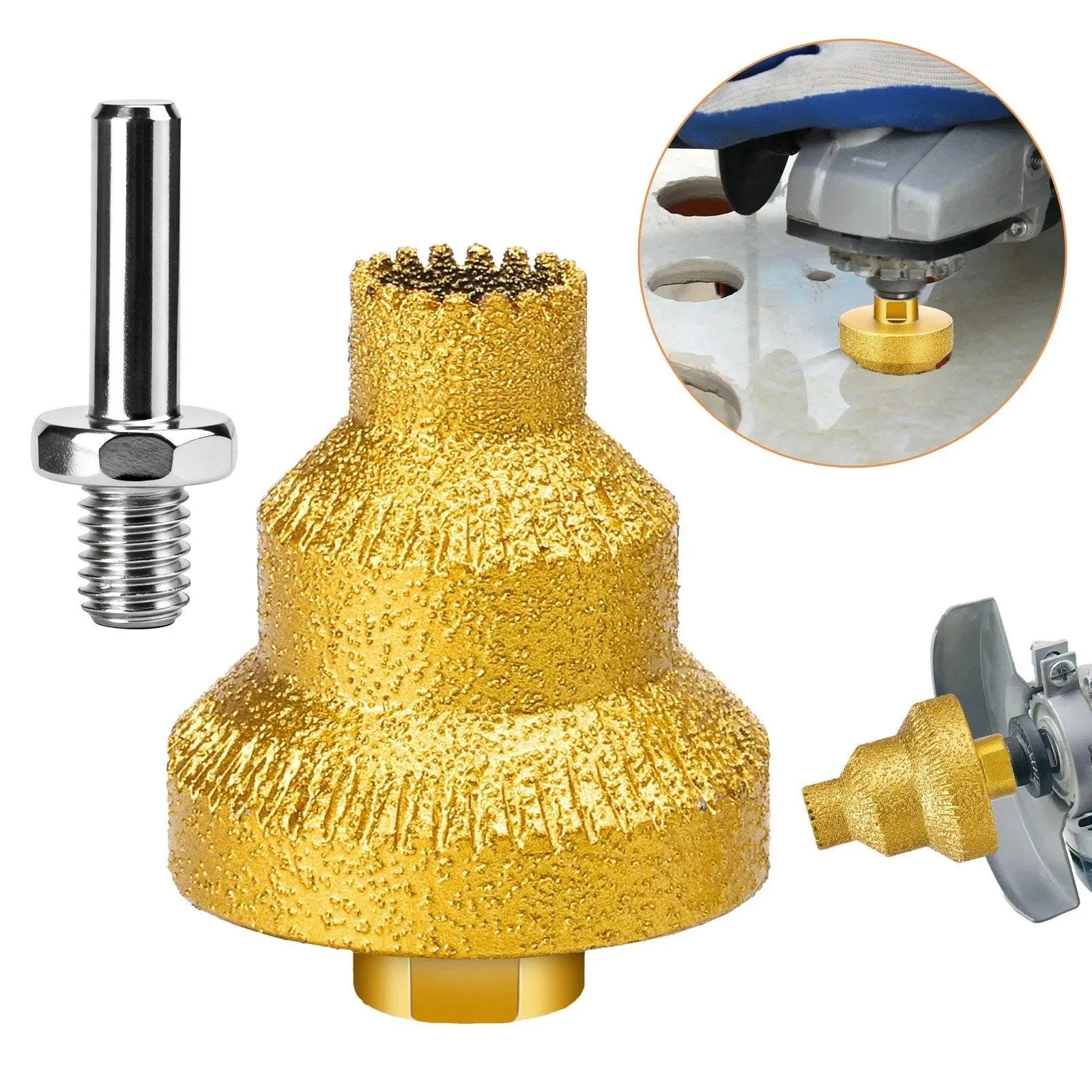 Diamond Brazed Step Drill Bit Pagoda Hole Opener M10 Thread For Ceramic Tile Marble Granite Concrete Angle Grinder 20-50mm