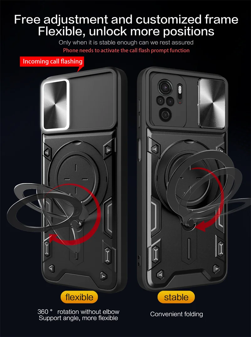 Funda For Xiaomi Poco M5S Case Slide Camera Protection Ring Stand Phone Cover For Poko Pocco Poxo Little M5S M 5S 5 S PocoM5S 4G