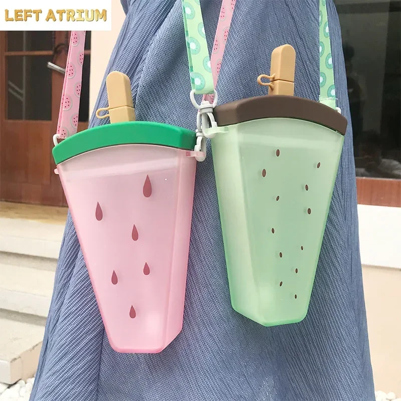 Fruit Popsicle Straw Cups Go Out To Carry Summer Kindergarten Children Drop-proof Watermelon Ice Cream Kettle Wholesale