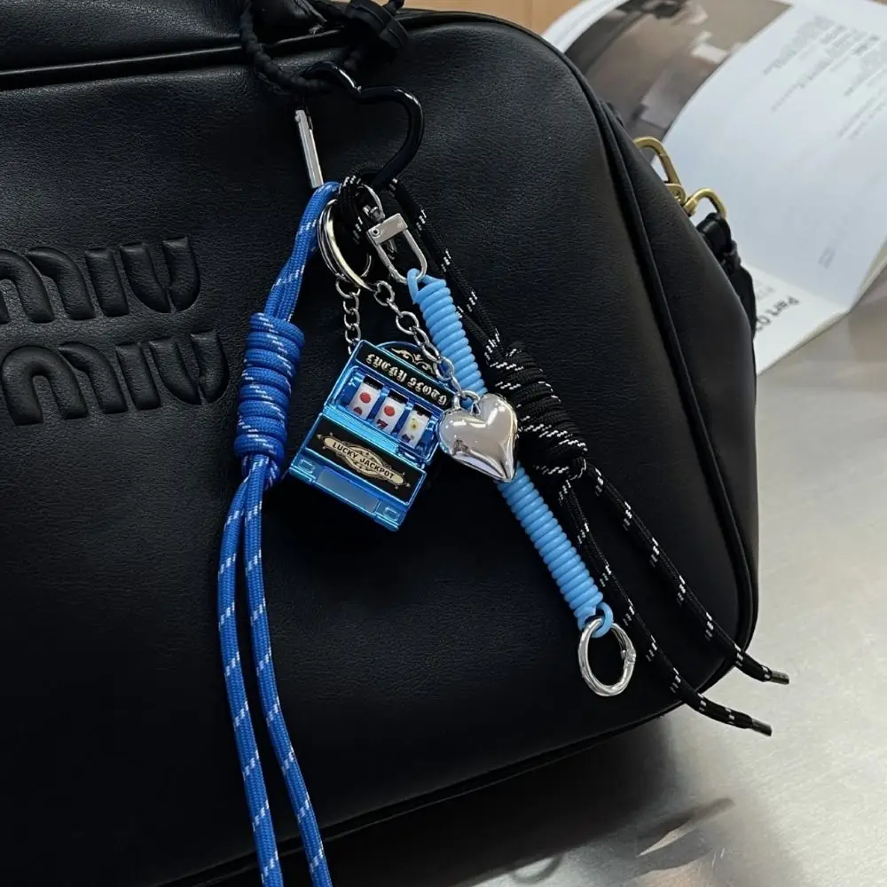 New Creative Bag Hanging Keychain Couple Metal Buckle Phone Keyring Woven Rope Jewelry Accessories Bag Accessories