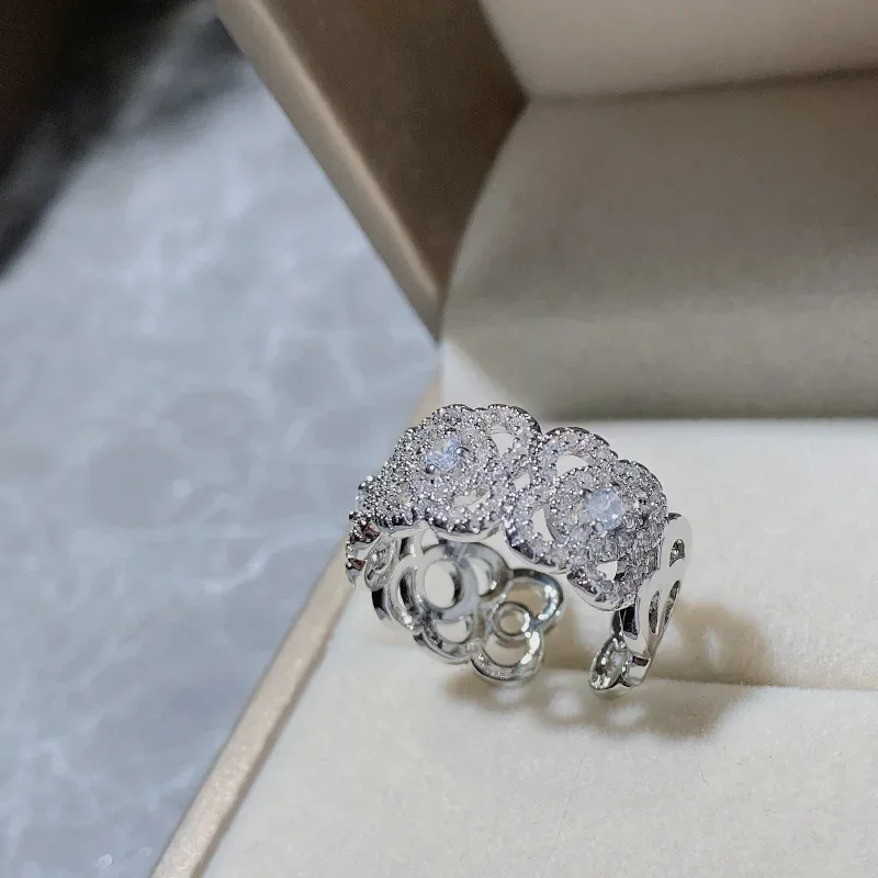 MDLFES مويسان الماس نمط مجوهرات خاتم رائع مطلية بالذهب أوروبا والولايات المتحدة البنصر الحي