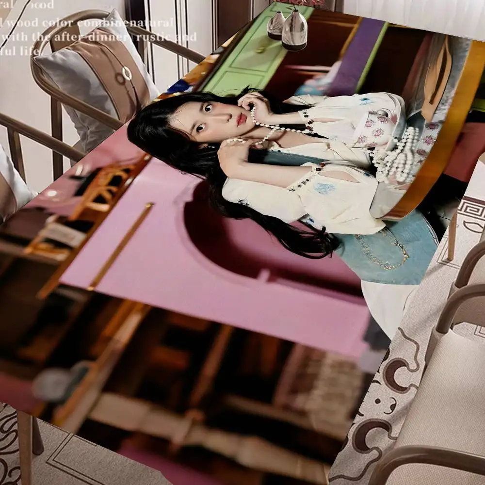 Singer IU Lee Ji Eun Pattern Tablecloths Summer Washable Picnic Party Rectangle Table Cover Home Dining Decor