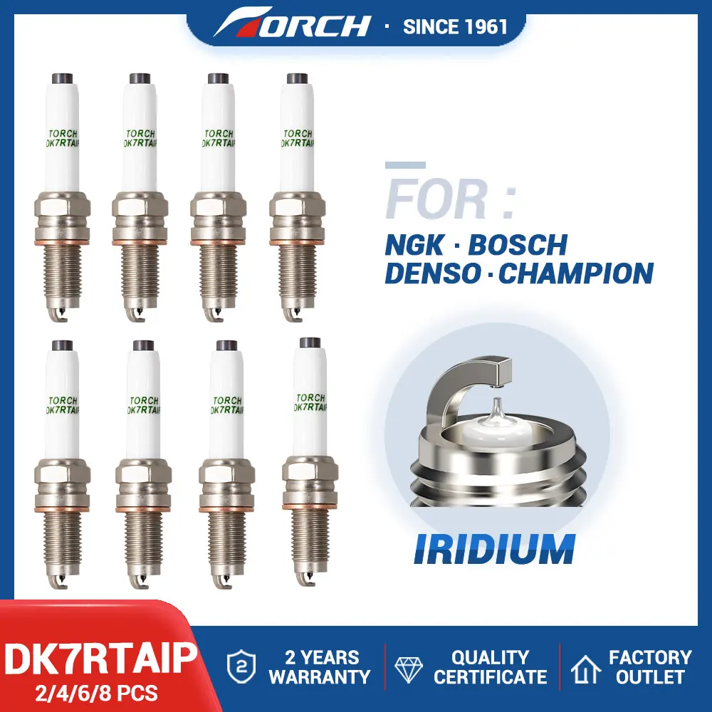 2-8PCS Iridium Platinum Spark Plugs TORCH DK7RTAIP Candles Replace for VW 101905606A 04E905602A 04C905606A PKER7A8EGS(95463)