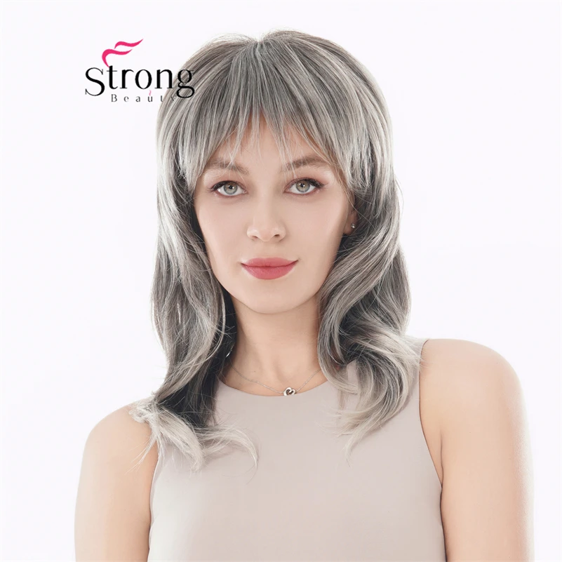 

Strongbeauty Grey Long Soft Natural Feel and Look to Hair Full synthetic Wig