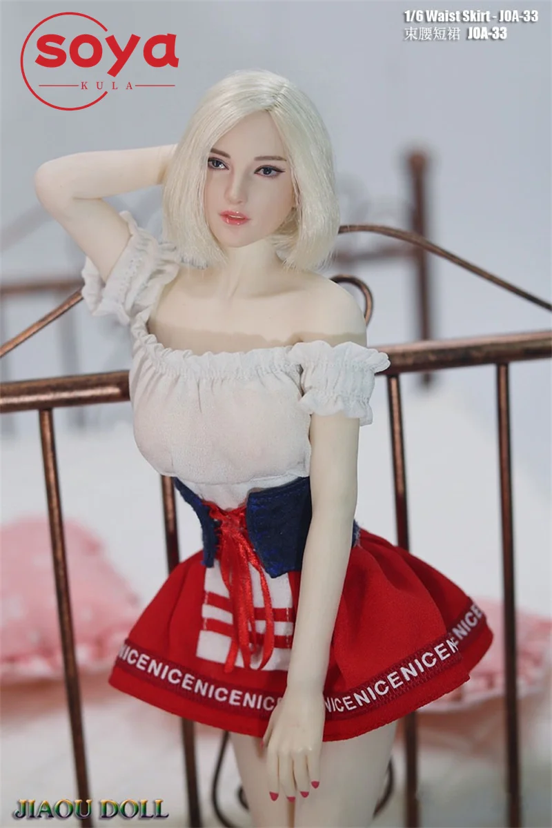 JOA-33 1/6 Soldatin Sexy Slim Off Shoulder Tube Top Taille Rock Modell fit 12 Zoll Bewegliche Action-figuren Körper Puppen Spielzeug