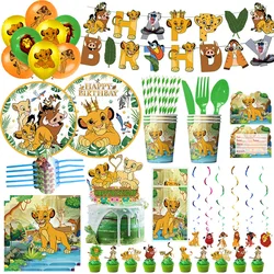 Lion King Birthday Decoration Tableware Balloons Banner Kit Disney Simba Theme Party Deco Cups Plates Tablecloth Boy Supplies