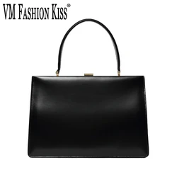 VM FASHION KISS vintage Pu Leather Frame Handle Bags borsa di lusso donna Designer famoso marchio Pochette borsa nera