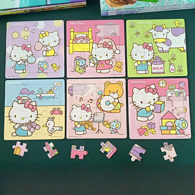 6 uds. de Sanrio, rompecabezas creativo de dibujos animados de Hello Kitty, Melody y Cinnamoroll, juguetes educativos para niños, regalos