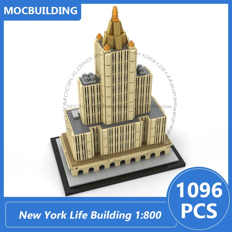 Construction de la vie de New York, échelle 1:800, modèle d'exposition d'architecture, blocs de construction Moc, bricolage, briques à assembler, jouets de noël, cadeaux, 1096 pièces