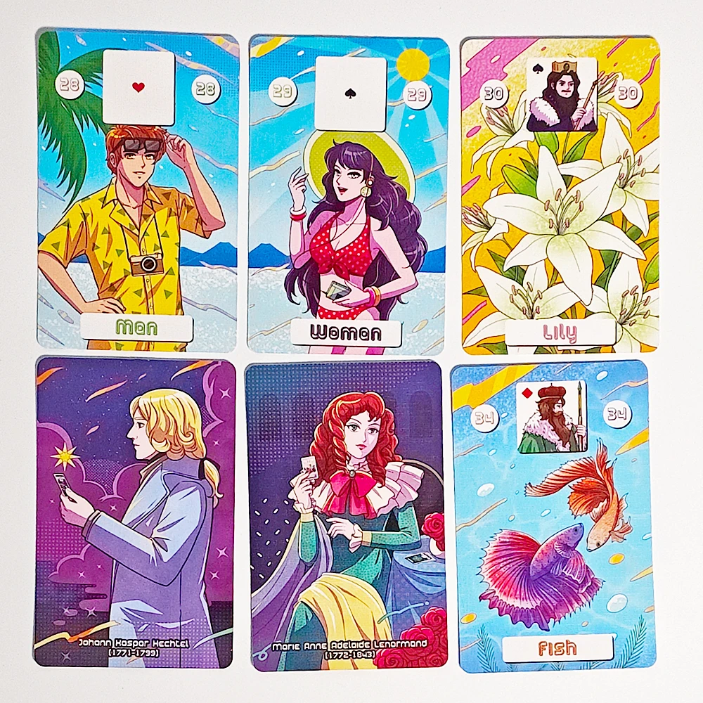 العودة إلى 80's Lenormand Deck 36 قطعة من بطاقات Lenormand + 2 بطاقة خاصة 9*6 سم مطبوعة على بطاقات منقوشة مزدوجة 350GSM