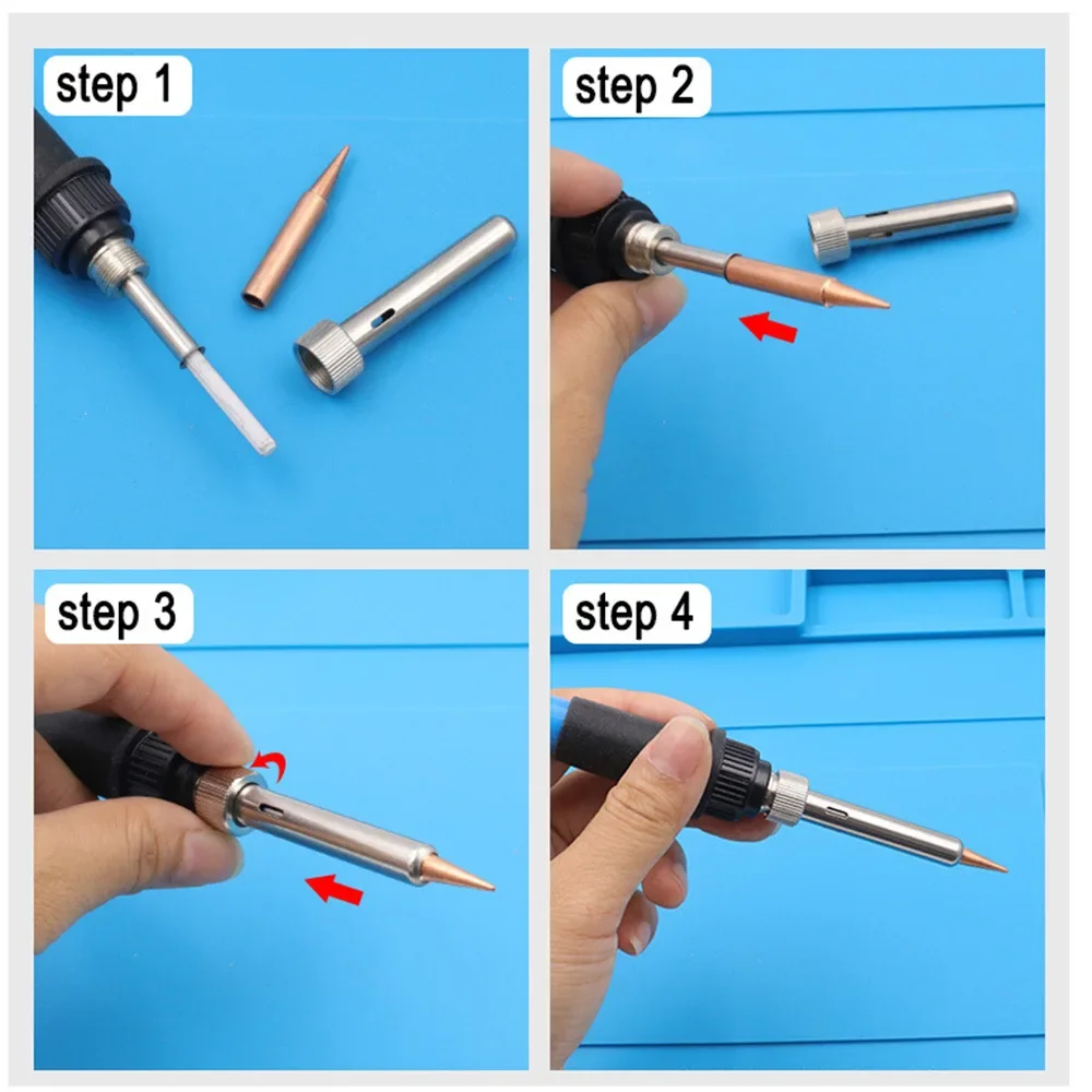 5Pcs Soldering Iron Tips Set - 900M Pure Copper Heads For Maximum Performance & Durability!