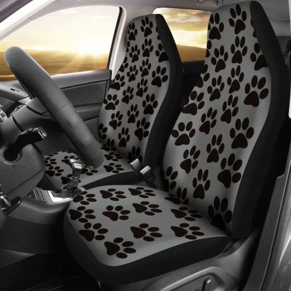 

Paw Print Car Seat Covers Grey/Black 161012,Pack of 2 Universal Front Seat Protective Cover