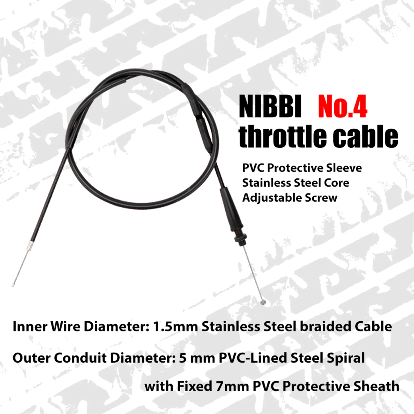 NIBBI Motorrad-Gaszug, 102 cm Verbindung, Gaspedal, verstellbares Kabel, Bewegungsabstand 12 cm, für Yamaha KTM Motor – Detail 3