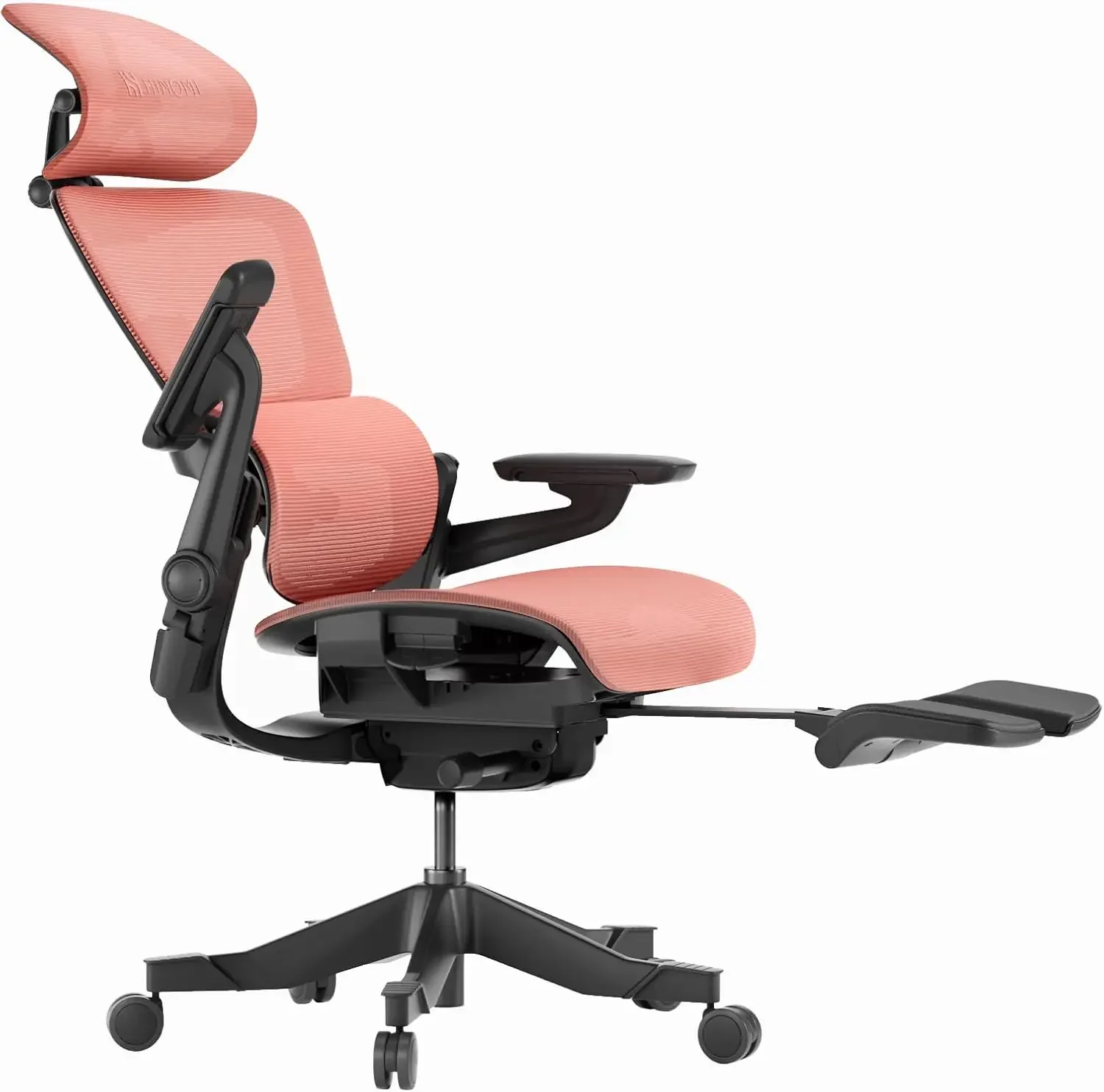 Ergonomic Office Chair with Footrest, lumbar support, mesh design, comfy red computer chair for home office (Standard).