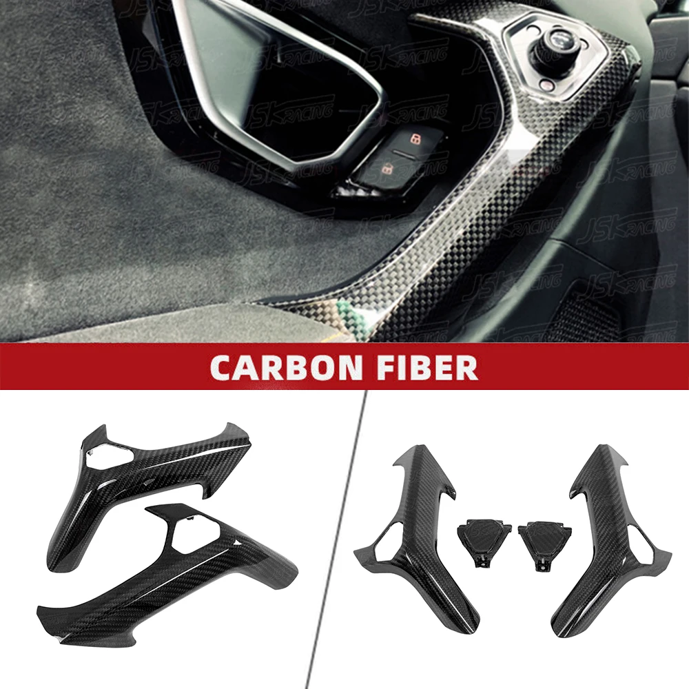 Dry Carbon Fiber Inter Door Handle Cover (3 Pcs) For Lambo Huracan Lp610-4 Lp580-2 Lp640 2014-2019