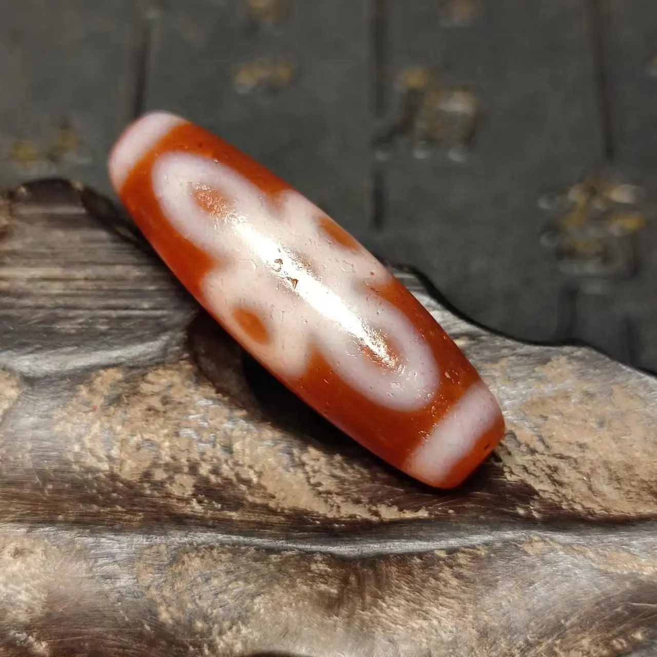 1PCS/LOT Lighten 5 Eyes Red Natural Agate Baojiang Houseprint Vein Powerful Totems Amulet for Pendant Fine Jewelry