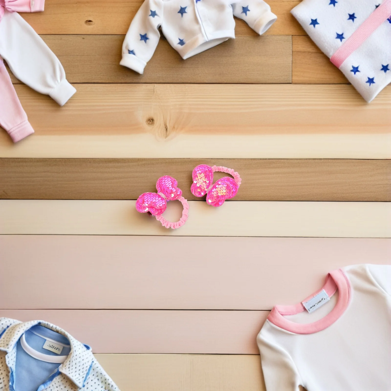 

14Pcs Kids Hair Accessories Sparkly Bow Glitter Hair Ties Soft Elastic Bands for Toddlers Baby Girls Ponytail Holders