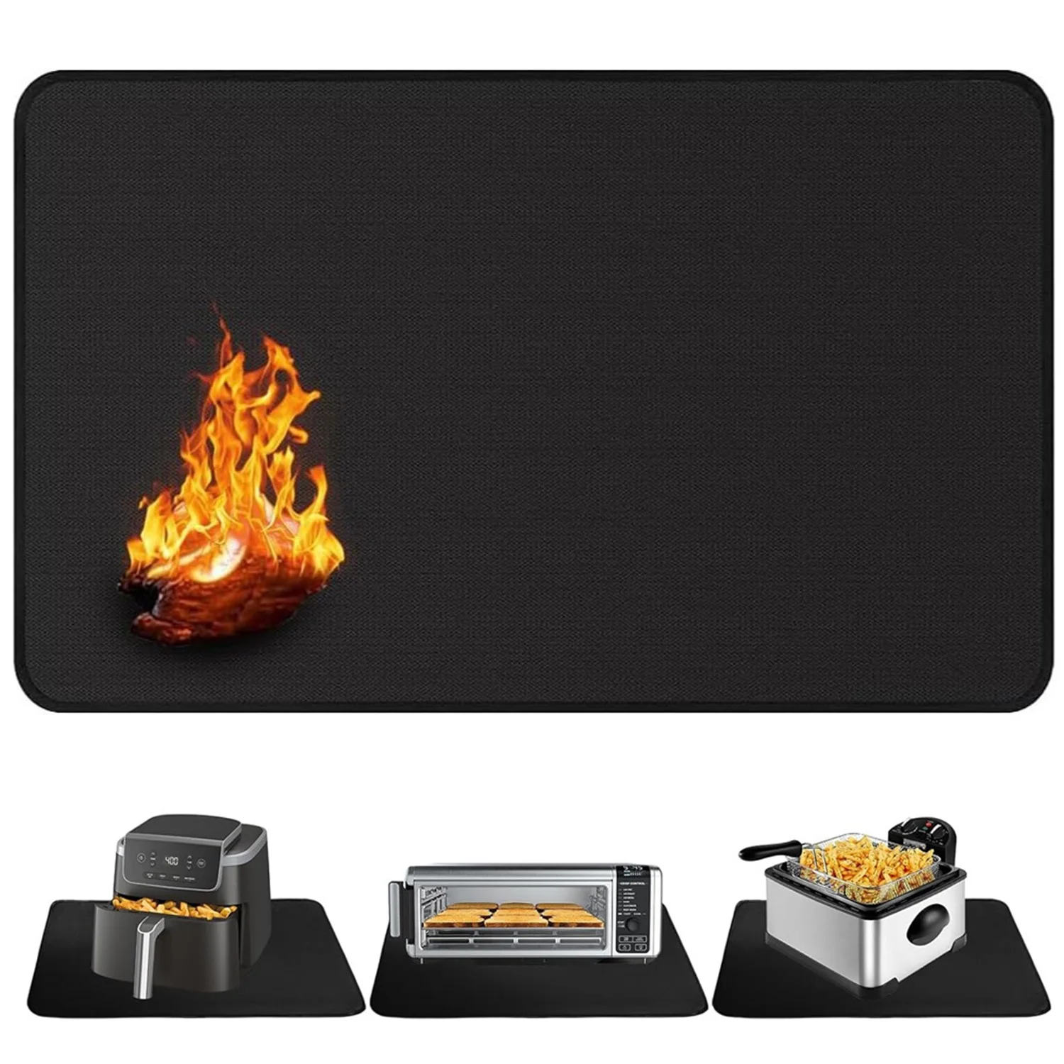 Mata pod grill do grillowania na świeżym powietrzu - 40*60cm Mata BBQ do ochrony tarasu, dwustronna, ognioodporna, olejoodporna, wodoodporna, łatwa do czyszczenia, idealna do grillowania na zewnątrz.