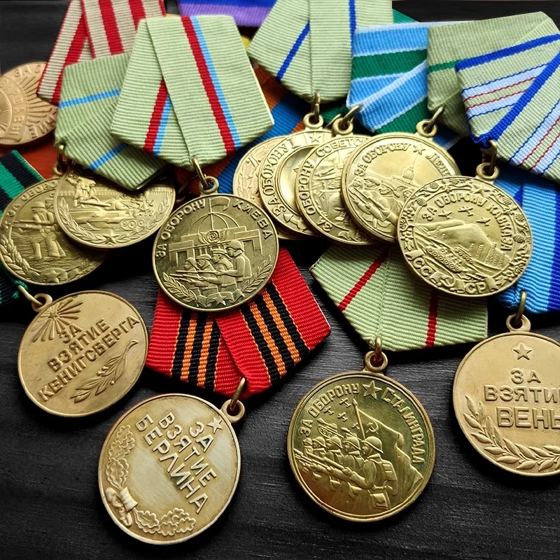 Copper Ribbon Medals for The Soviet Union's Defense of Stalingrad, Odessa, Liberation of Warsaw and Capture of Berlin