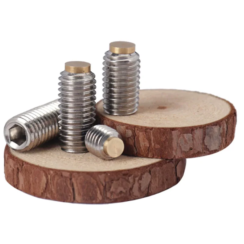 1/2/3/5/10pcs M2 M2.5 M3 M4 M5 M6 Brass Tip 304 A2 Stainless Steel Dog Point Headness Grub Set Screw Length 3mm-60mm