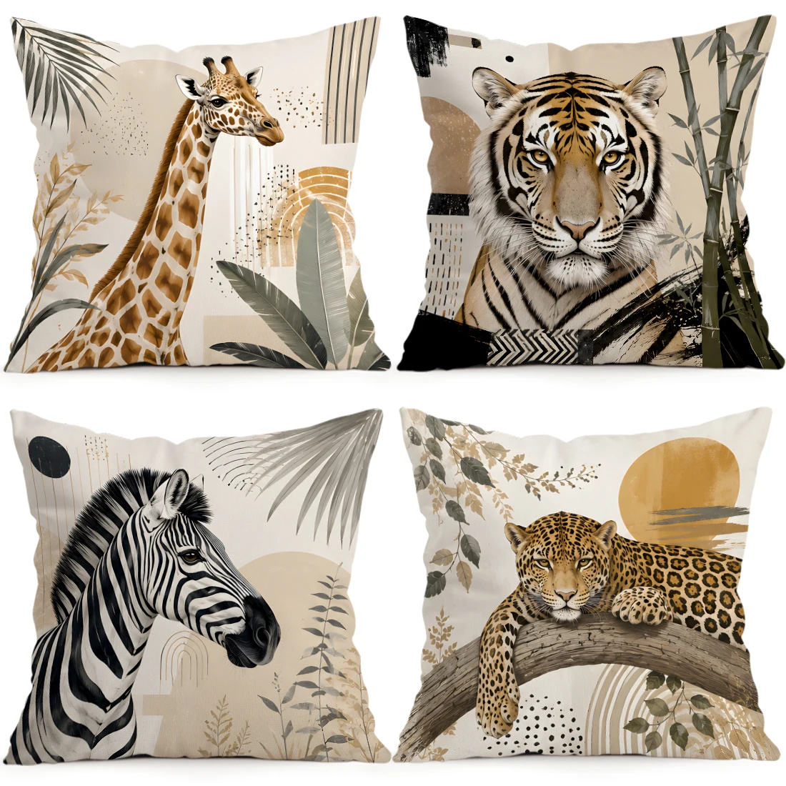 1pcs/4pcs Abstract African Animal Cushions Pillowcase Polyester Cushion Cover Throw Pillow Pillowcover Home Car Sofa Decor