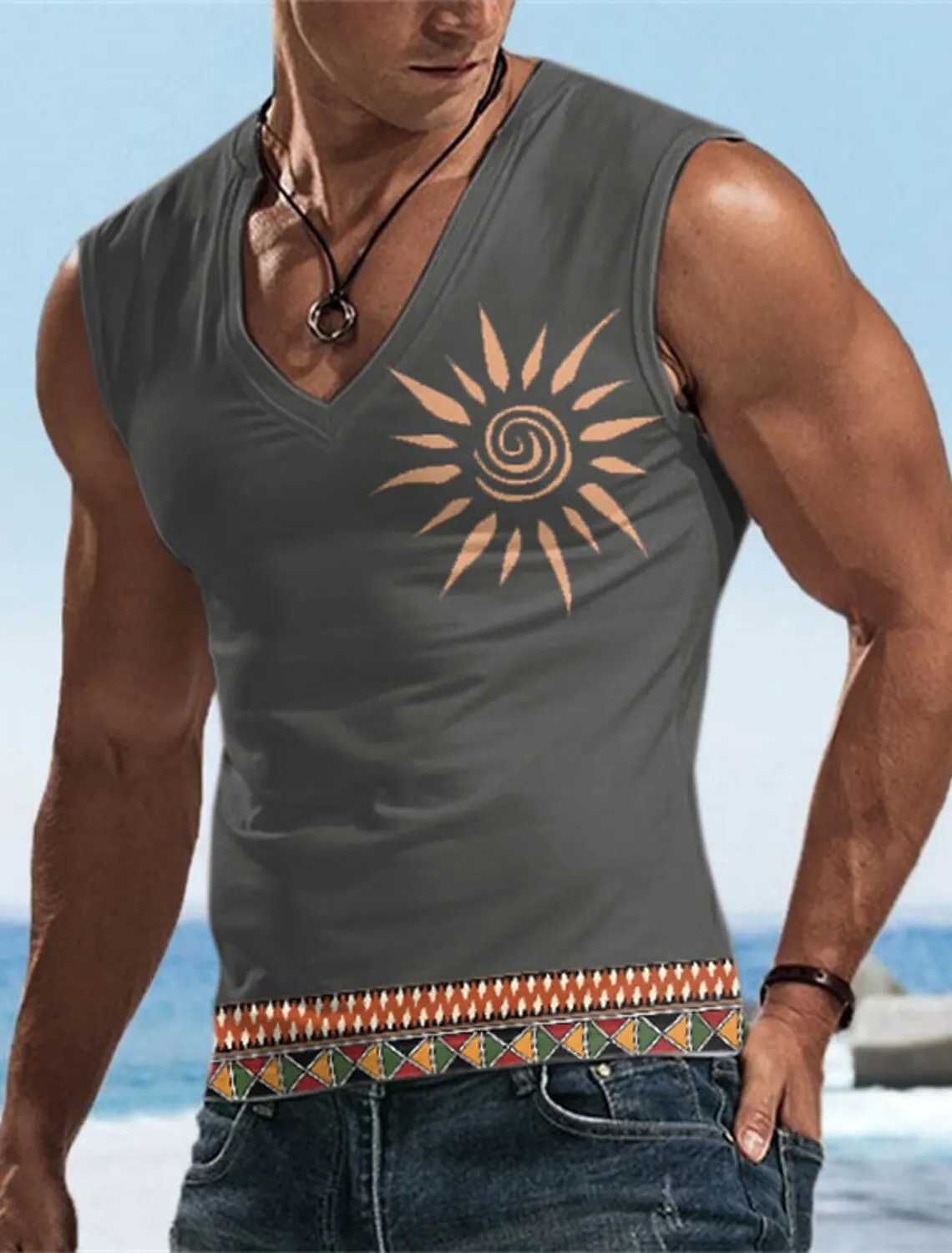 Men's Tank Top Sleeveless T-Shirt Pattern Print Summer Sports Running Gym Designer Casual Muscle Sleeveless Clothing 3D Printed - Image 2