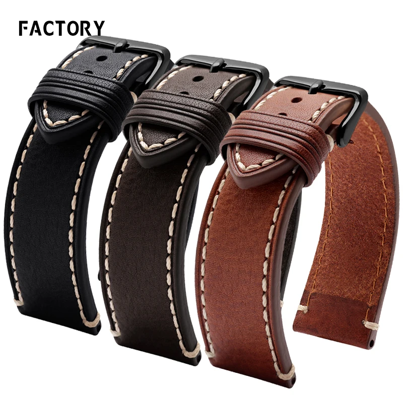 High Quality Genuine Leather Watch Strap for Oris Holey Diving Series 65 Reengraved Aviation Certina Men Watchband  Accessories