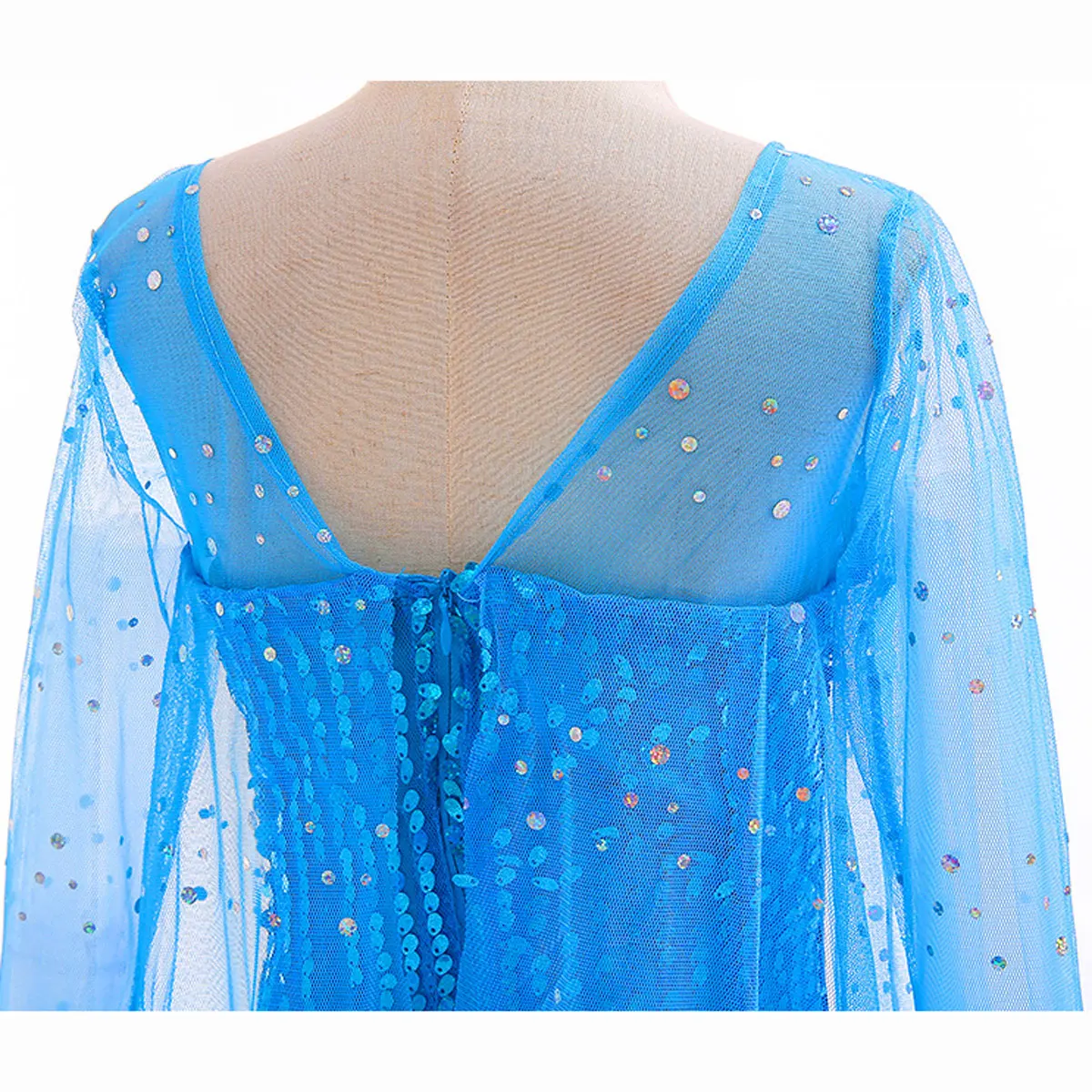 Disney Elsa Summer Blue Mesh Breathable Dress for Girl Frozen Elsa Princess Dress Halloween Birthday Party Cosplay Girl Costume