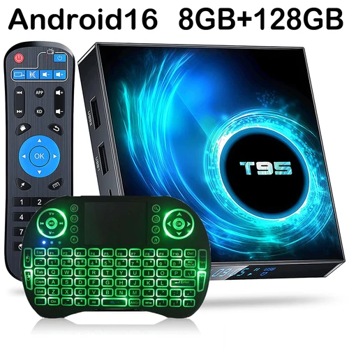 Dispositivo de TV inteligente T95 Plus, decodificador con Android 16, 6K, HD, Allwinner H616, 4GB, 64GB, 2026 GB, Wifi Dual, reproductor multimedia, PK X96Max Plus H96, 128