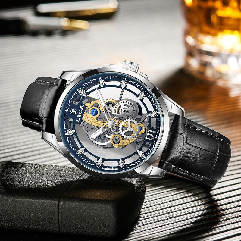 LIGE Mode Luxus Quarz Männer Uhr Lederband Casual sport Uhr für Männer Wasserdicht Leucht Business Mann Chronograph Uhr