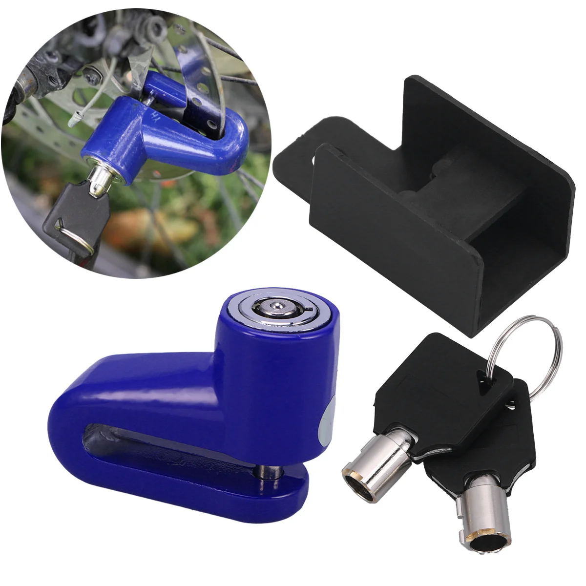 Bloqueio de freio a disco para motocicleta anti roubo bloqueio de segurança metal de alta qualidade universal apto para scooter bicicleta moto azul