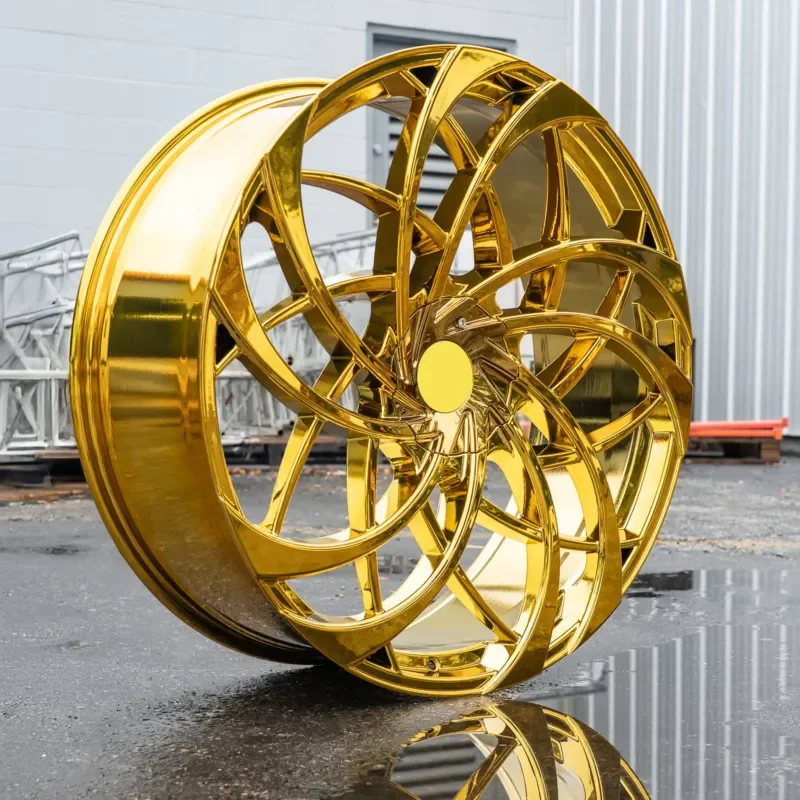 

RCSR Gold Chrome Aluminum Alloy Wheel Rim 22 24 26 28 Inch 5x114.3 6x139.7 35mm for SUV Sedan Pickup Chevy Wheel