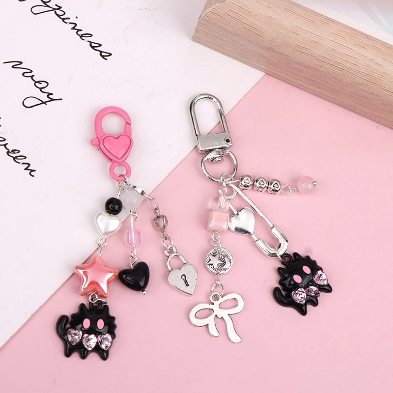 Y2k süße Katze Perlen Handy Lanyard koreanischen Schmetterling Bowknot Telefon kette für Mädchen Handy Charm Schlüssel bund