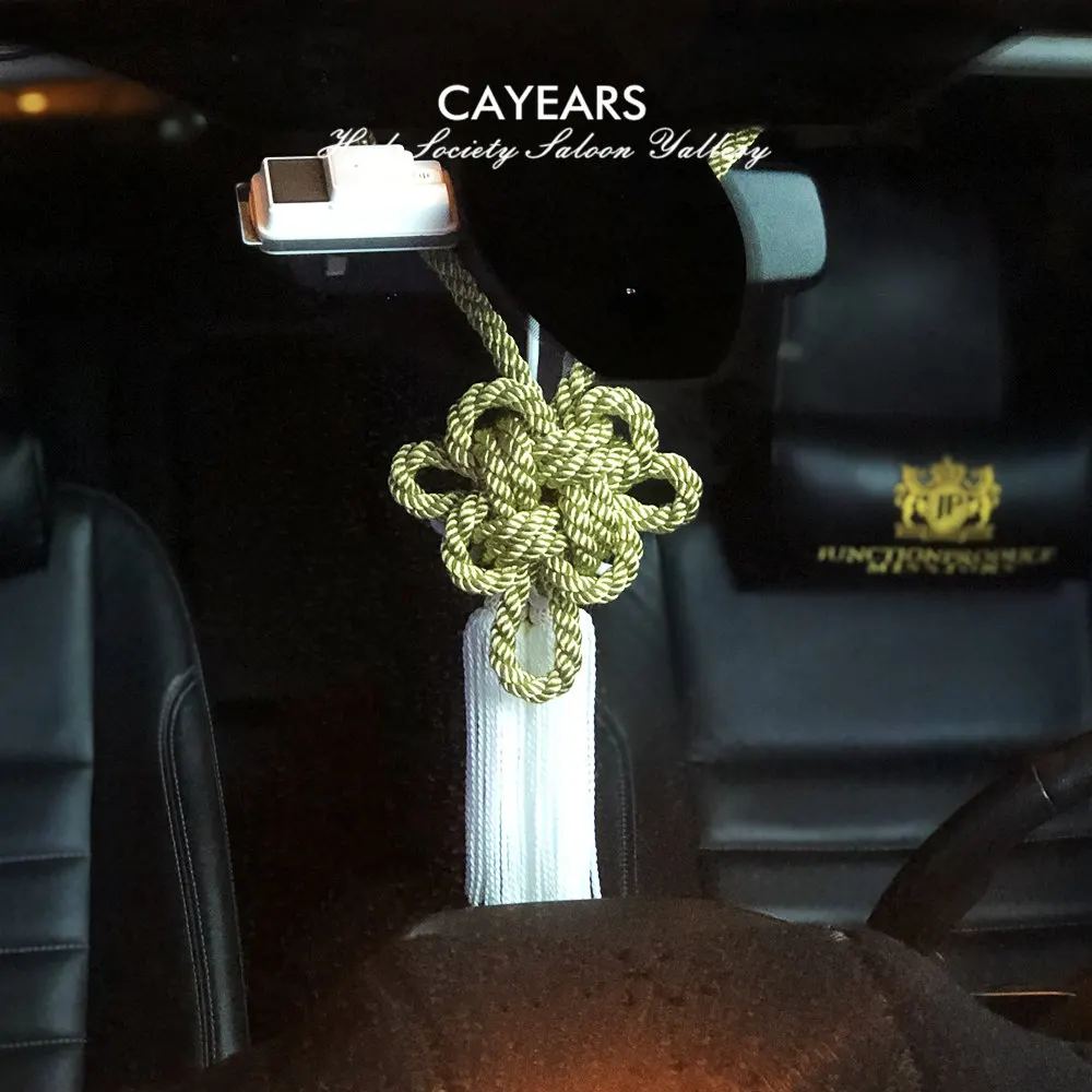 Cayears JDM Junction Produce New Model Large Kintsuna Golden Kin Rope JP Fusa Kiku Knot Luxury Car Rearview Mirror VIP Fastening